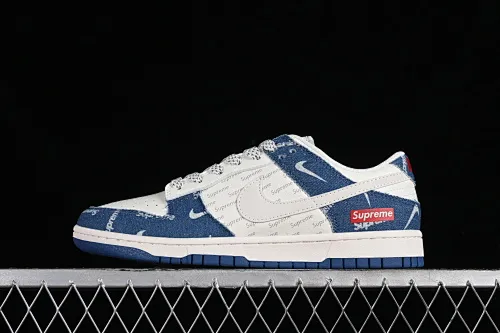 All categories Nk SB Dunk series Nk SB Dunk Low Low-top sneakers Nk Dunk Low Supreme-Barrage blue jeans Anniversary high-end customization Low-top casual sneakers FC1688-194